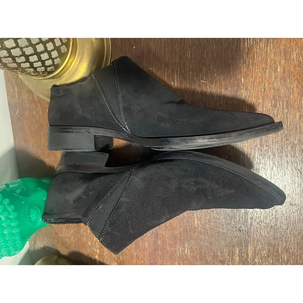 ZARA Western Suede Black Booties 7 Festival Boho